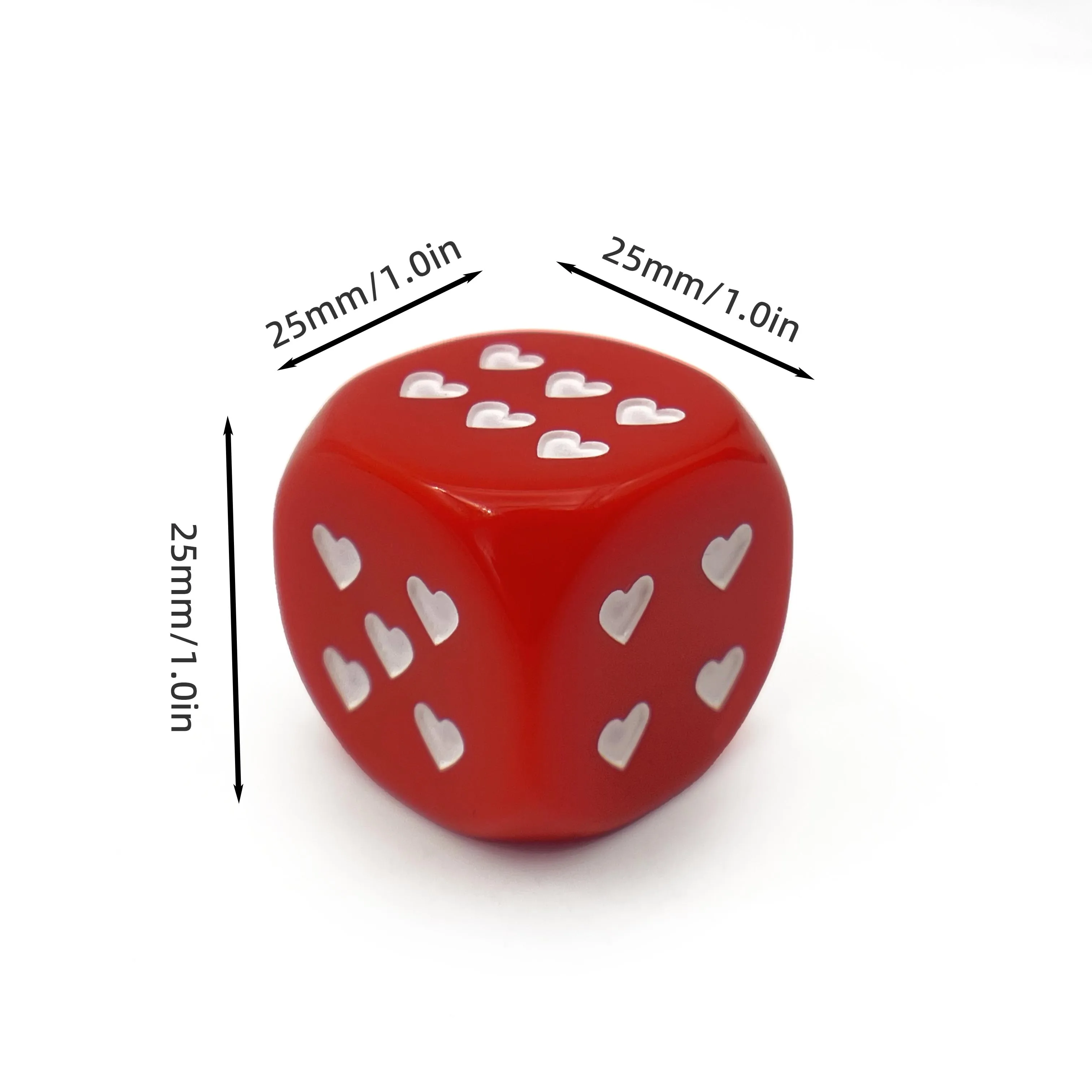 25mm Heart-Shaped Dice Set, White & Red, 2pcs, Unique Table Game Accessories, Creative Gift for DIY & Crafts