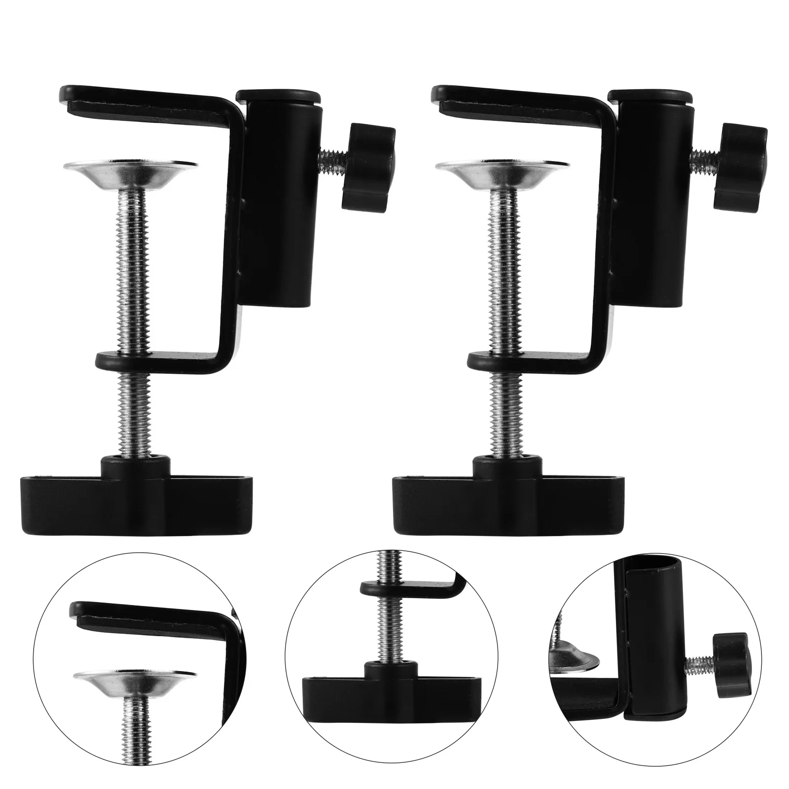 

2 Pcs Metal Base Microphone Stand Mount Clamp Bracket Table Mounting Desk Clip Alloy Heavy Duty Protective Screw