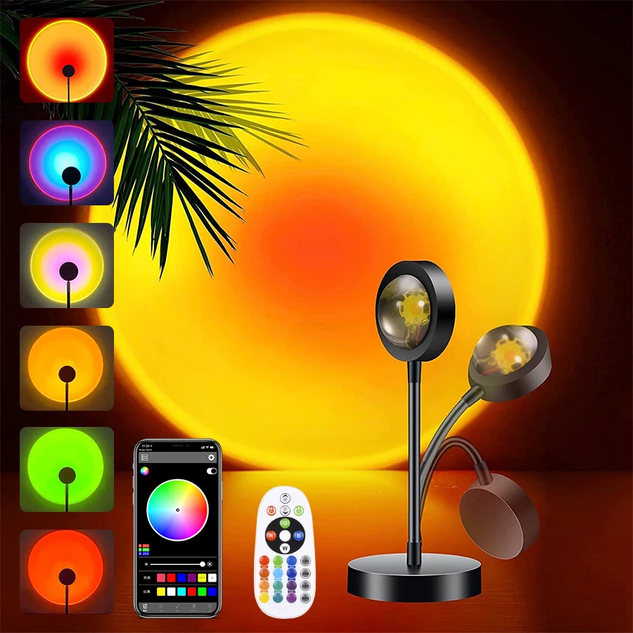 

USB LED Sunset Lamp Tuya Smart LED Night Light Smart Life APP Remote Projection For Bedroom Background Decor RGB Atmosphere Lamp