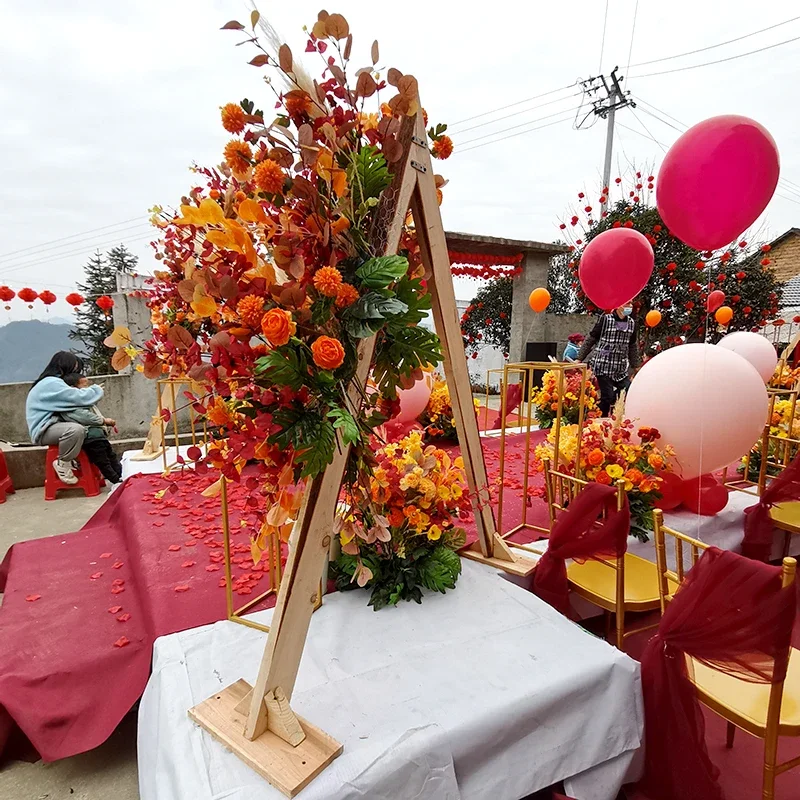 Arch outdoor flower door decorative wooden frame ins wind confession flower shop photo background