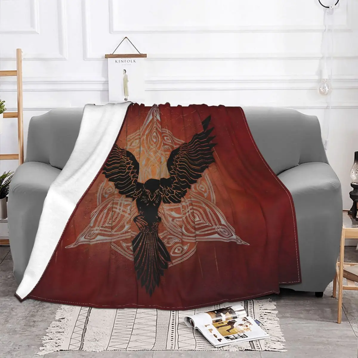 Viking Blanket Flannel Spring Autumn Raven Warm Throws For Winter Bedding