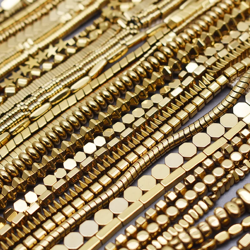 45 Style Plating Gold Color Retention Natural Hematite Stone Spacer Loose Beads For Jewelry Making DIY Bracelet Necklace image 2