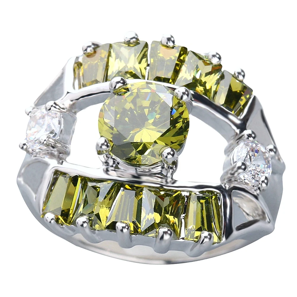 8*8mm Olivine Peridot 925 Sterling Silver Ring Q0811-G