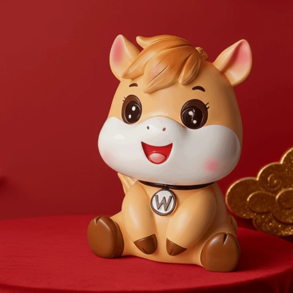 Anti Drop Horse Year Piggy Bank Savings Tank Large Capacity Cartoon Horse Money Boxes Collectible Decorative