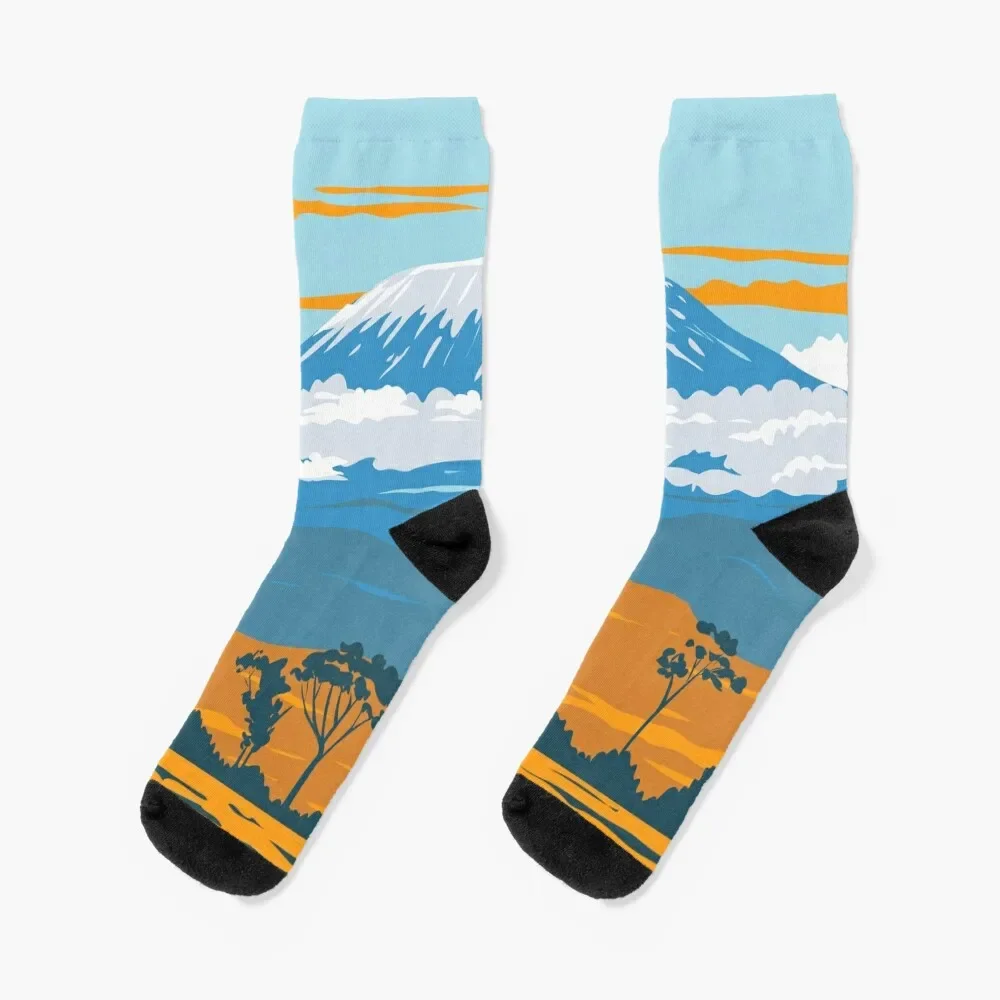 

Mount Kilimanjaro Tanzania Africa Vintage Socks Thermal man winter Climbing Man Socks Women's