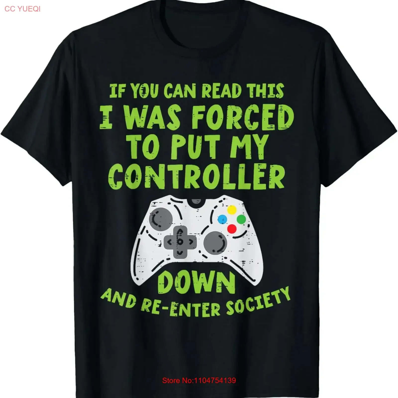 Forced Controller Down Re Enter Society Funny Gaming Gamer T Shirt vintage Washed fashion Versatile Top For Everyday Wear