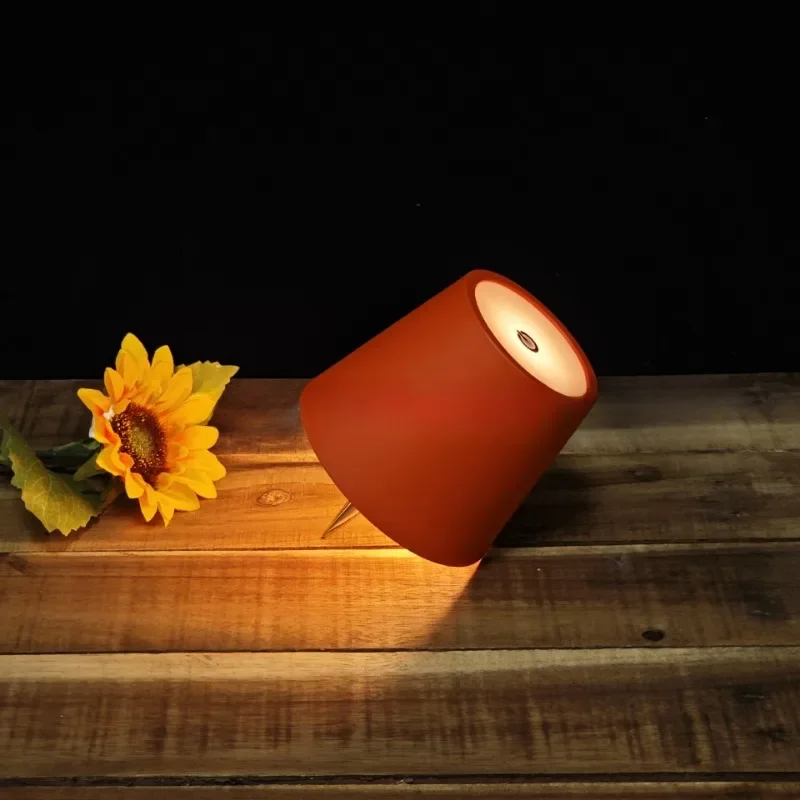 LED Touch Three Color Dimming Metal Bottle Table Lamp USB Rechargeable Bedroom Study Living Room Dining Room Ambient Lighting