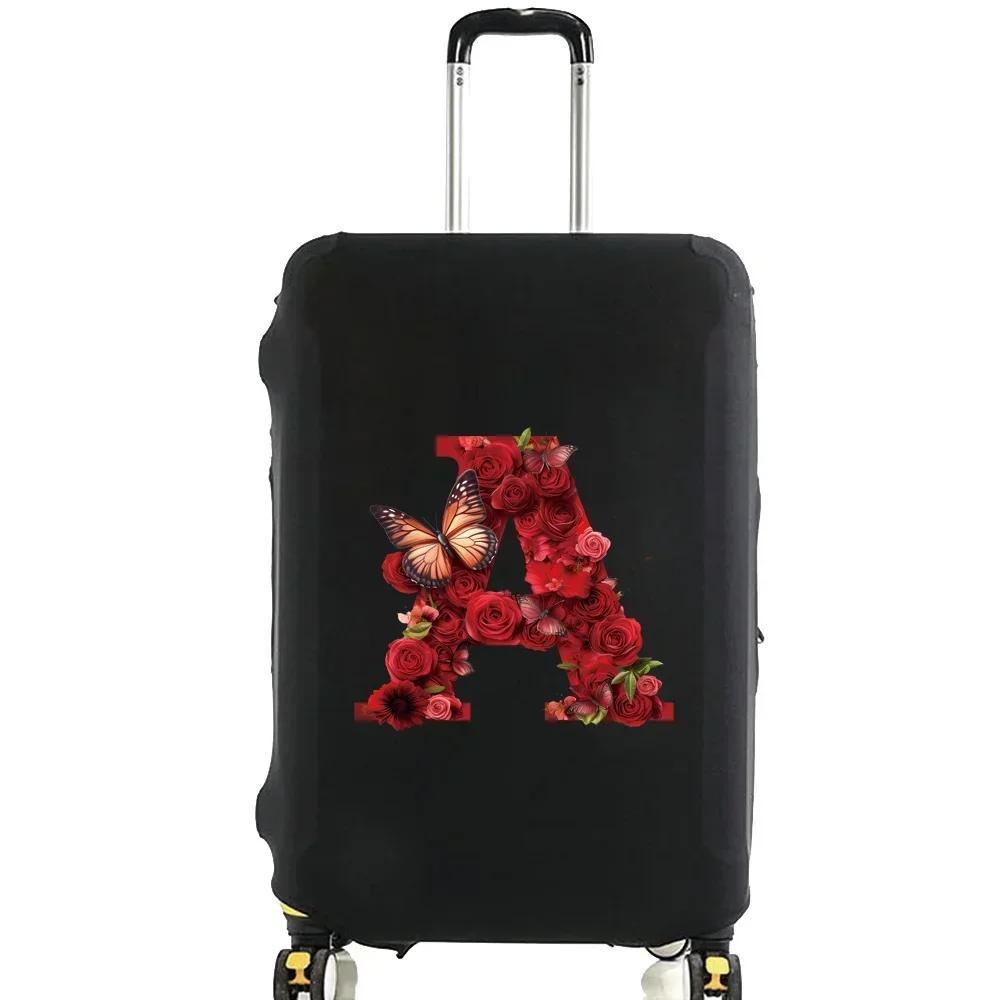 Housse de protection pour bagages en tissu extensible, housse Anti-poussière, anti-rayures, pour valise, costume pour motif de lettres Rose rouge de 18 à 32 pouces