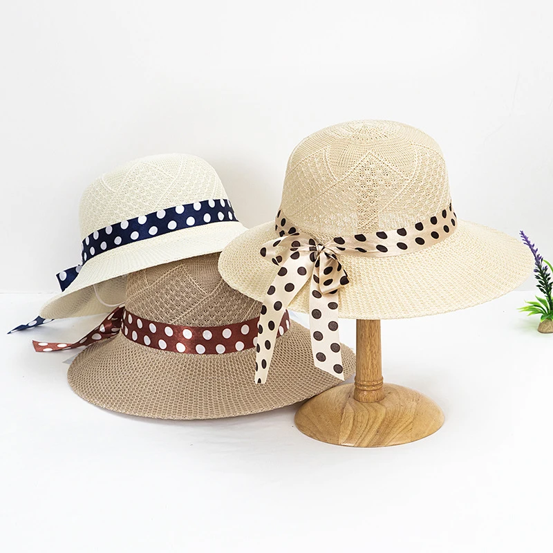 

Ladies Women Bow Cap Straw Cap Sun Hat Spring Summer Floppy Girls Beach UV Protect Travel Hat Wide Brim Outdoor Foldable