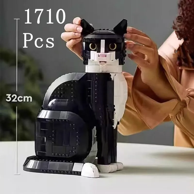 

New 1710 pieces creative building blocks set home decor cat 21349 gift for animal lovers cat gift, collection model