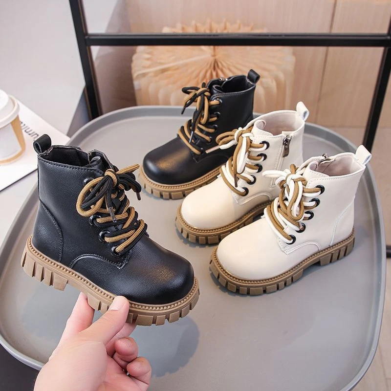 

Boys Girls Kids Boots 2026 AW New Arrival Side Zipper British Style Fashion Short Ankle Boots for Big Kids Casual Warm Footwear