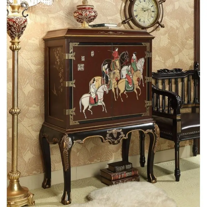 # Two-Door Side Decorative Cabinet Solid Wood Upscale Home Storage Furniture with Painted Finish for Living Room