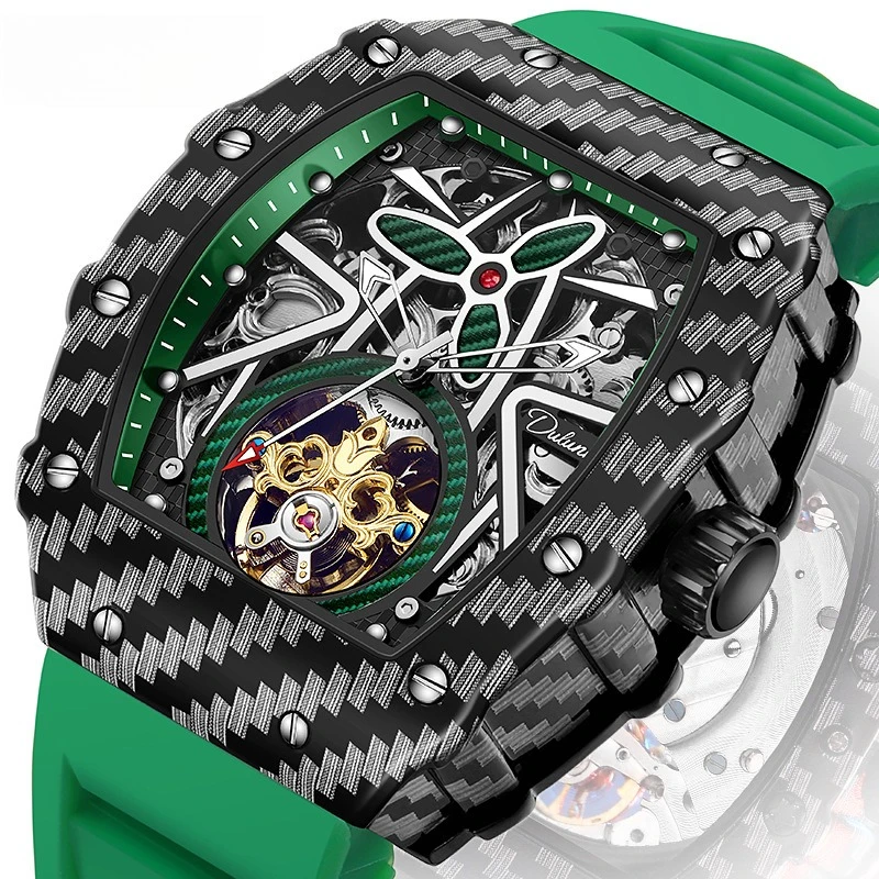 Stainless Steel Richard Tonneau Series Luminous Waterproof Self-Wind Automatic Mechanical Watch for Men
