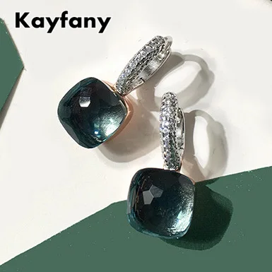 Classic Women Pendant Earrings Candy Style 23 Colors Crystal S925 Silver Drop Earrings For Women Fashion Jewelry