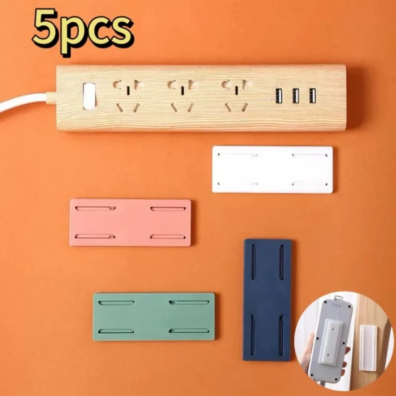 1/3/5pcs Socket Strip  Wall-Mounted Holder Self-Adhesive Bracket Punch-Free Plug Fixer Cable Wire Organizer Rack for Home Office