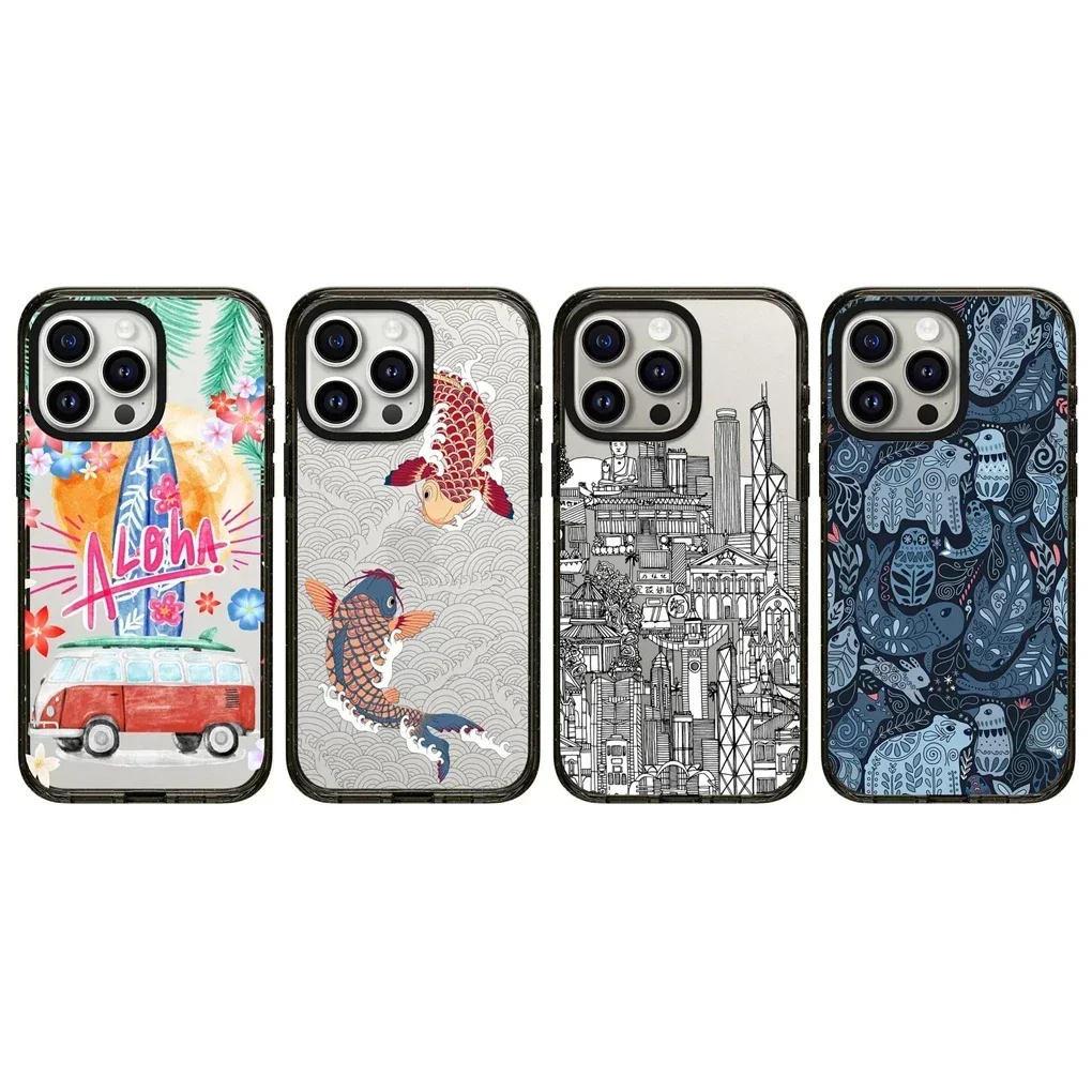 Graffiti Bus 2.0 Acrílico Borda Preta Capa Protetora para iPhone para 16 15 14 13 12 Pro Max Case
