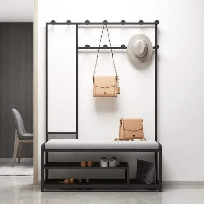 shoe change stool, hanger, full-body mirror, household integrated combination, door can sit into the home storage