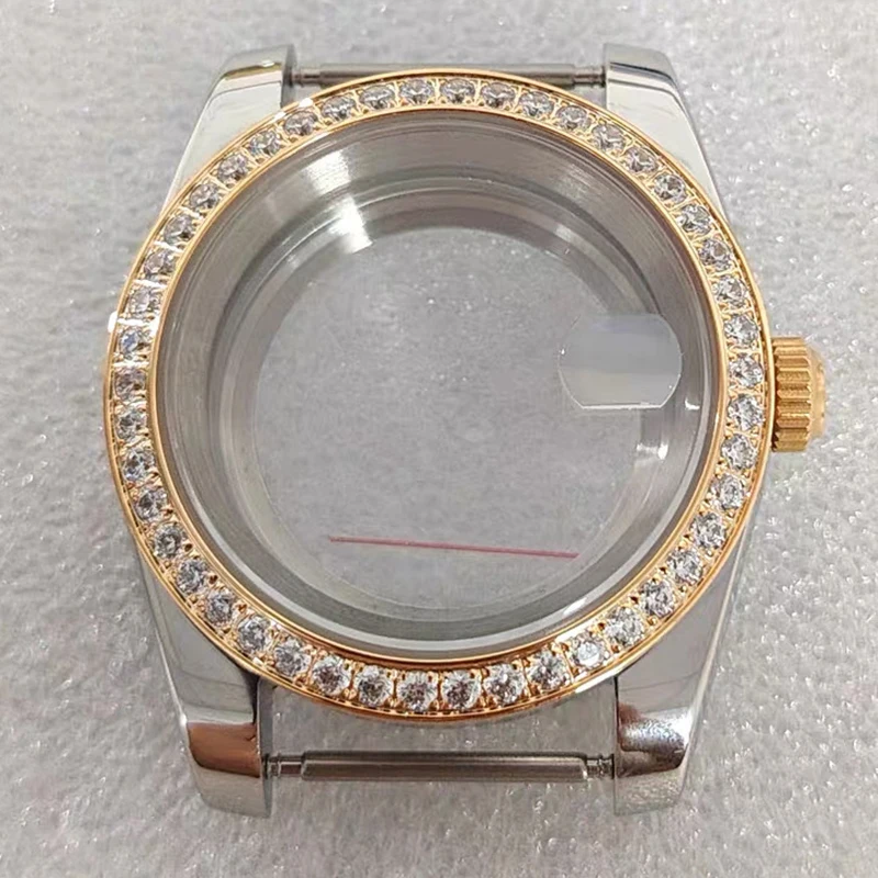 316L الفولاذ المقاوم للصدأ 36 مللي متر/39 مللي متر الفضة/الذهب/روزالذهب الماس الياقوت ساعة زجاجية مكبرة تناسب حركة NH35/NH36