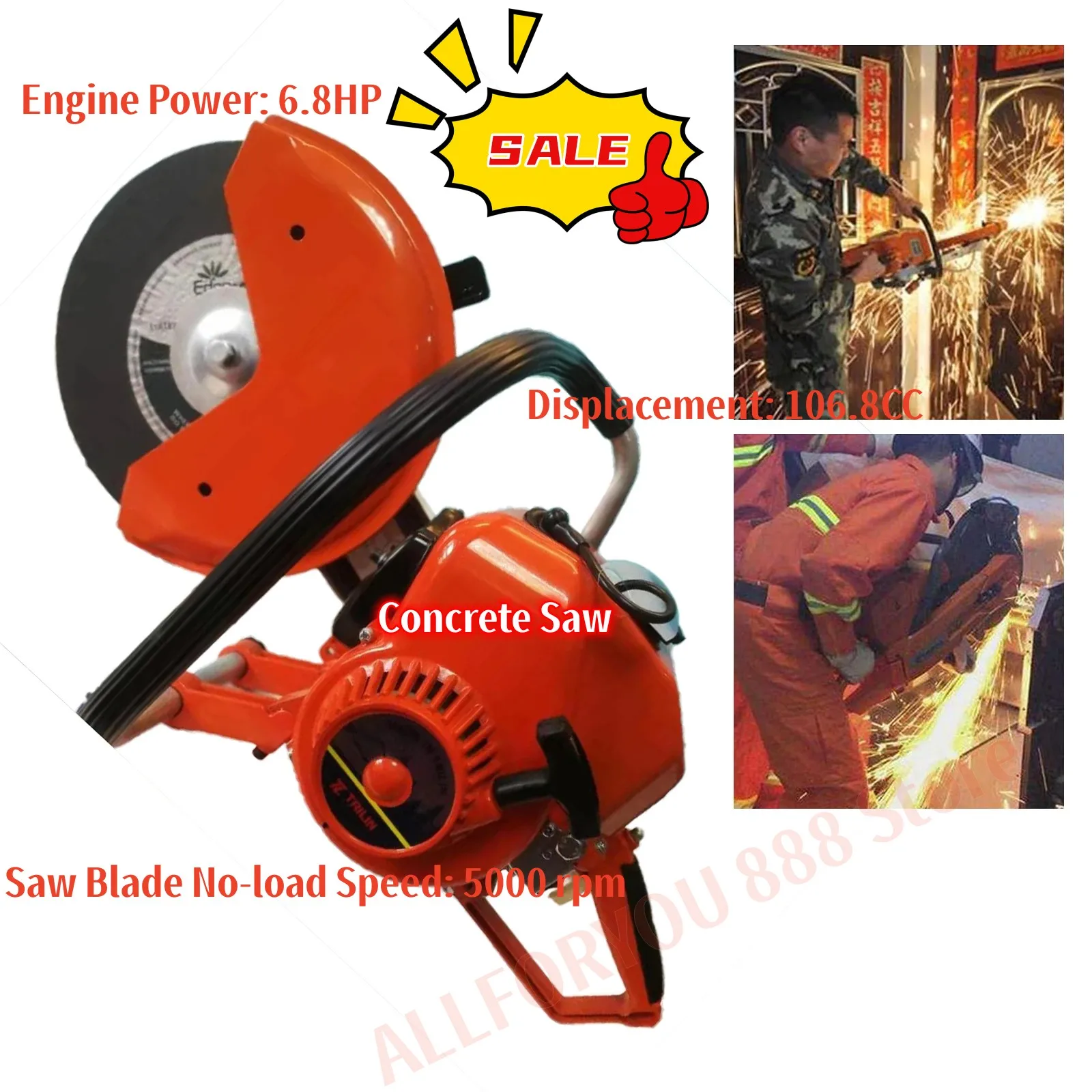 

106.8CC Gas Demolition Cutting Saw Machine 2-stroke 6.8HP Concrete Cutter High Efficiency Tool