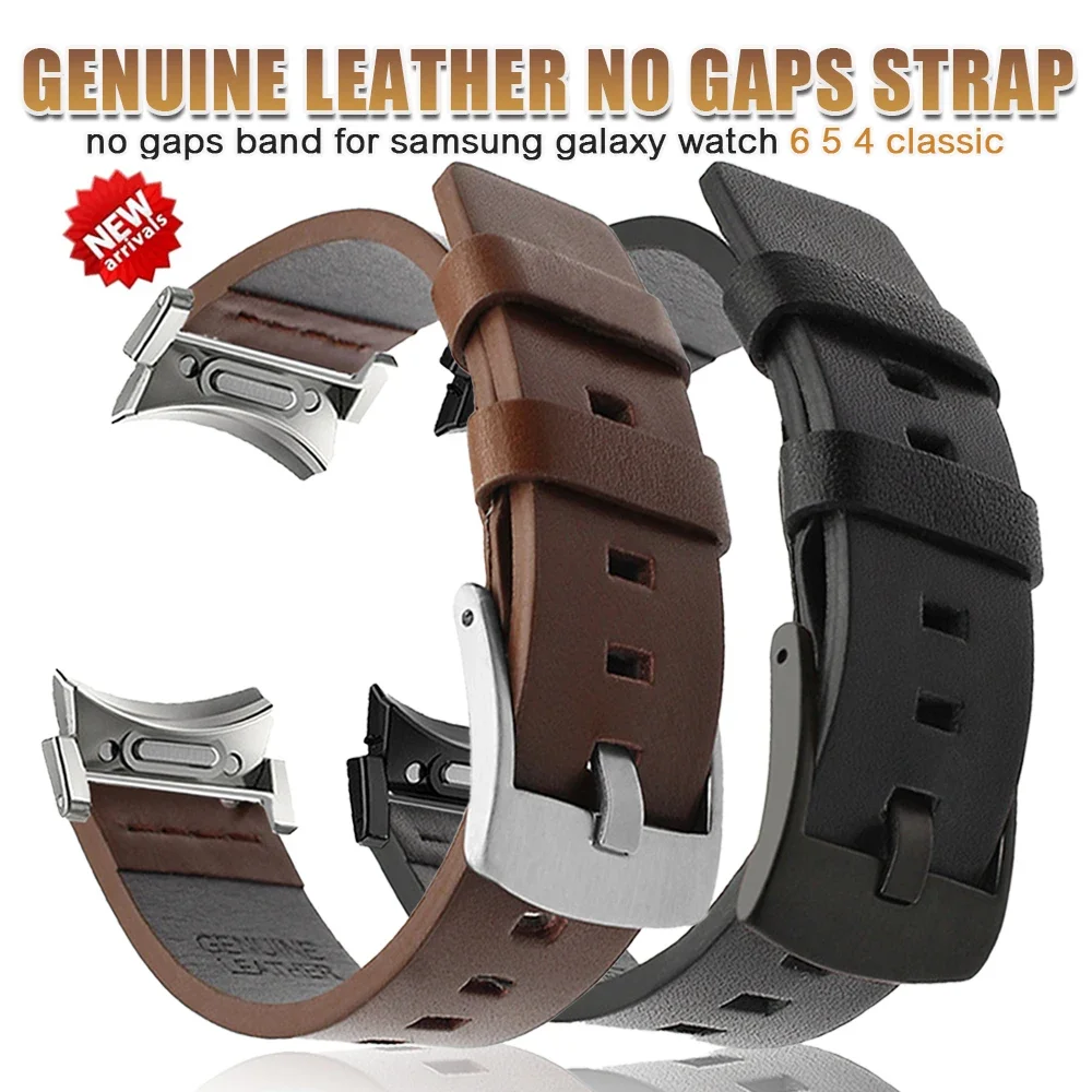 20mm Quick Fit Leather Strap For Samsuang Galaxy Watch 6 Classic 47mm 43 46mm 5 Pro 45mm Watch 4/5/6 40mm 44mm No Gaps Bracelet