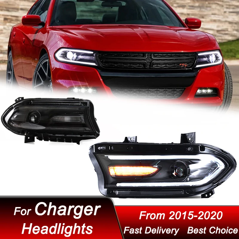 

Горячие автомобильные фары для Dodge Charger 15-20 новый стиль RGB, полностью светодиодные автомобильные фары в сборе, комплект аксессуаров для линз проектора