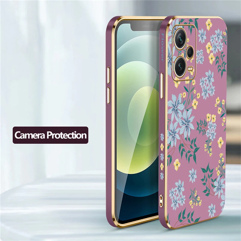 Note 12 13 Pro Plus Flower Luxury Plating Phone Case For Xiaomi Redmi NOTE 12S 9T 9S 8 11S 10S 10 Pro Max Soft Cover