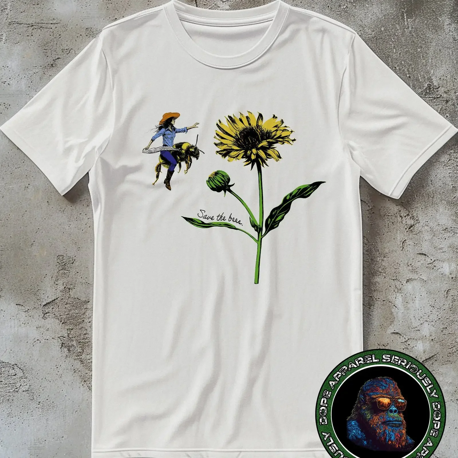 Bumble Bee Wildflower T Shirt Save the Bees  vintage Washed graphic Casual Stretched Unisex Top For Everyday Wear