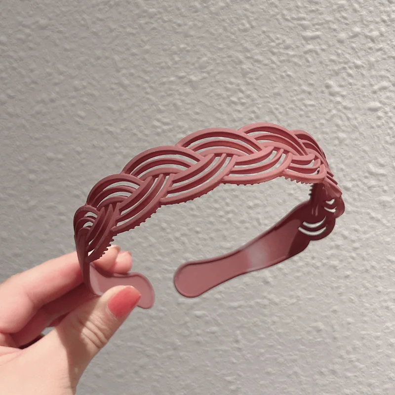 New Fashion Streak Resin Grid Anti-slip Frosted Wide Edge Cutout Headband Hair Band for Women Girls Hair Accessories Headwear