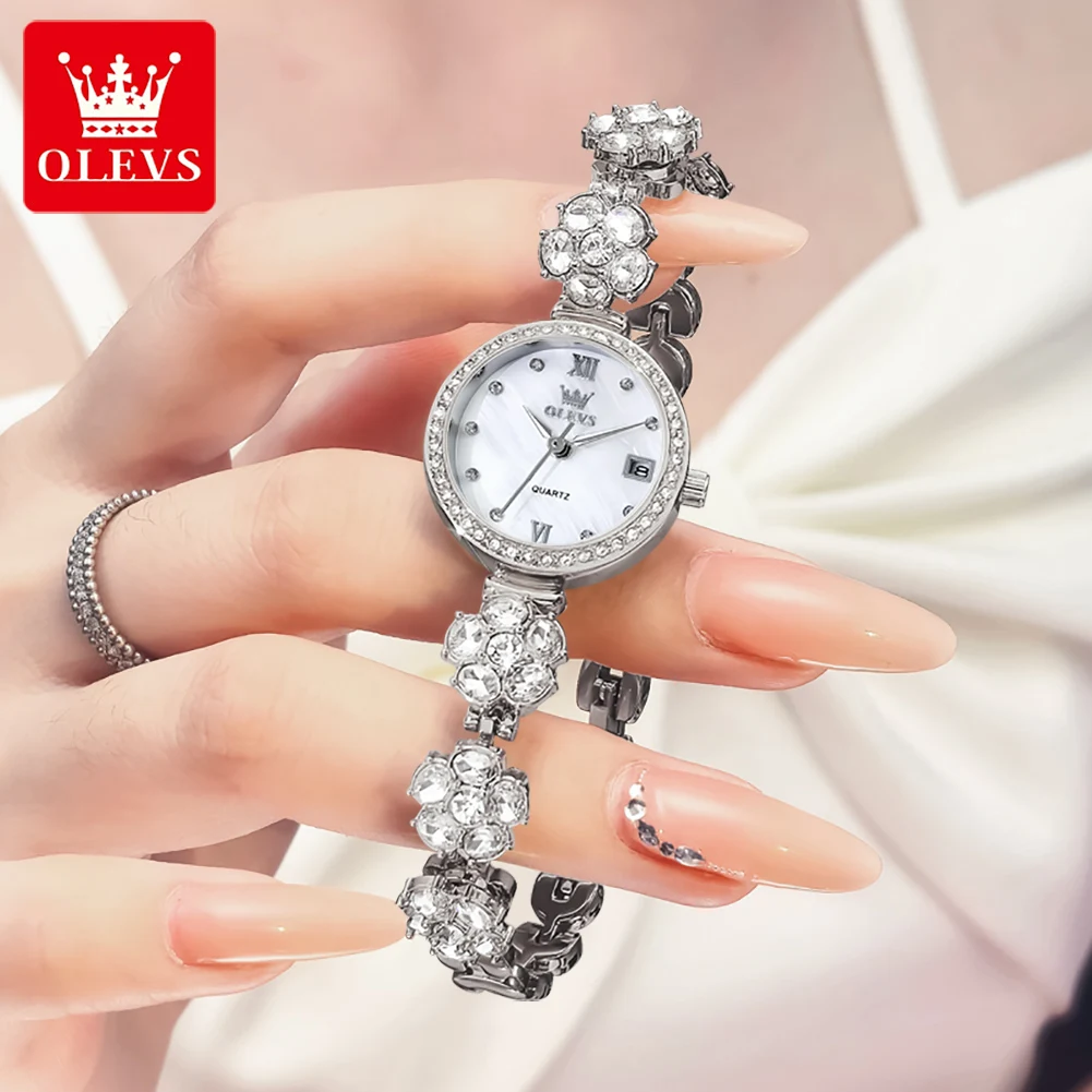 OLEVS Watches New 5638 Woman Watches Luxury Quartz Watch Diamond Chain Ladies Watch Automatic Date Waterproof Watch Reloj Mujer