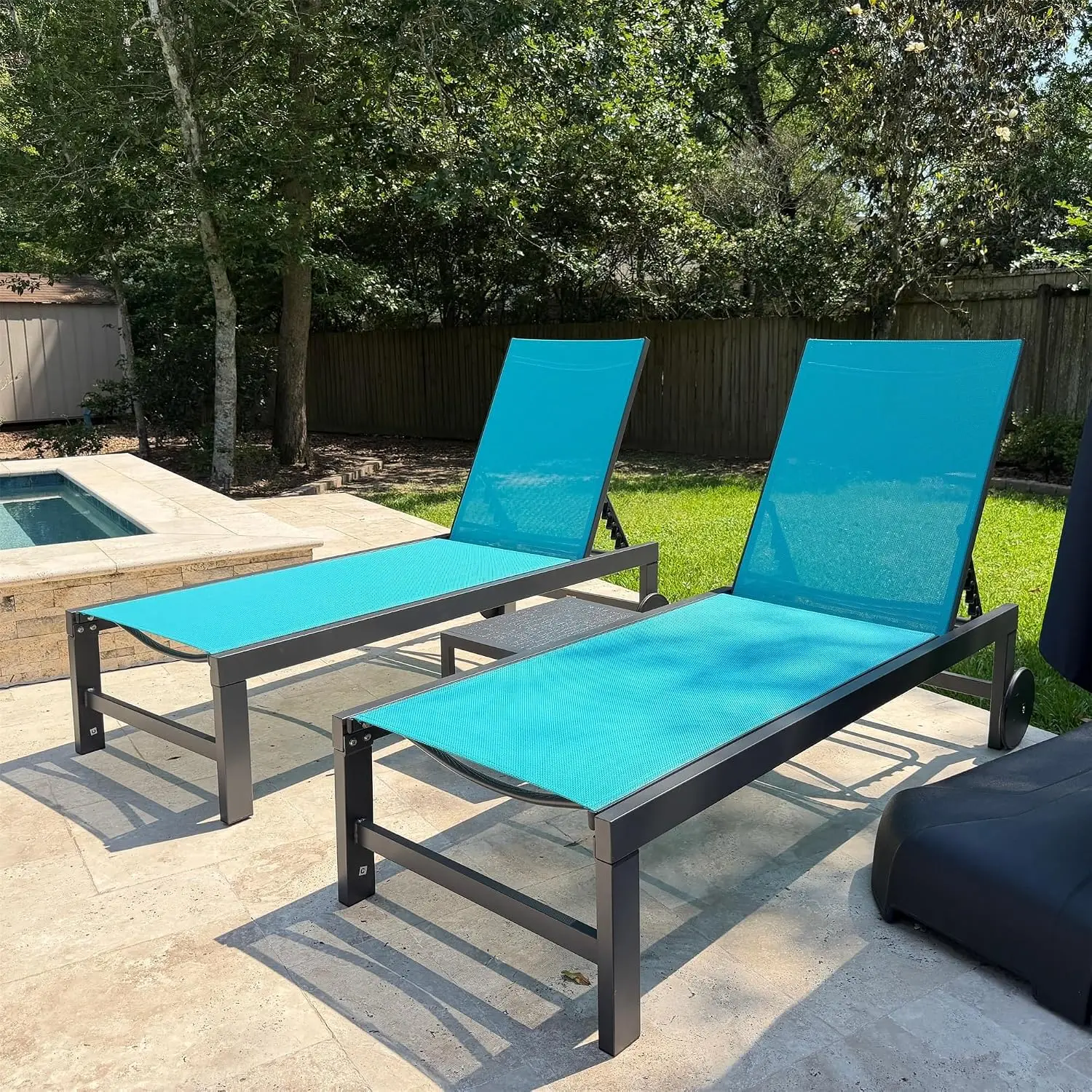 Outdoor Furniture Quick Dry - Zwembadstoel met wielen, kleurvast, turkooisblauw |