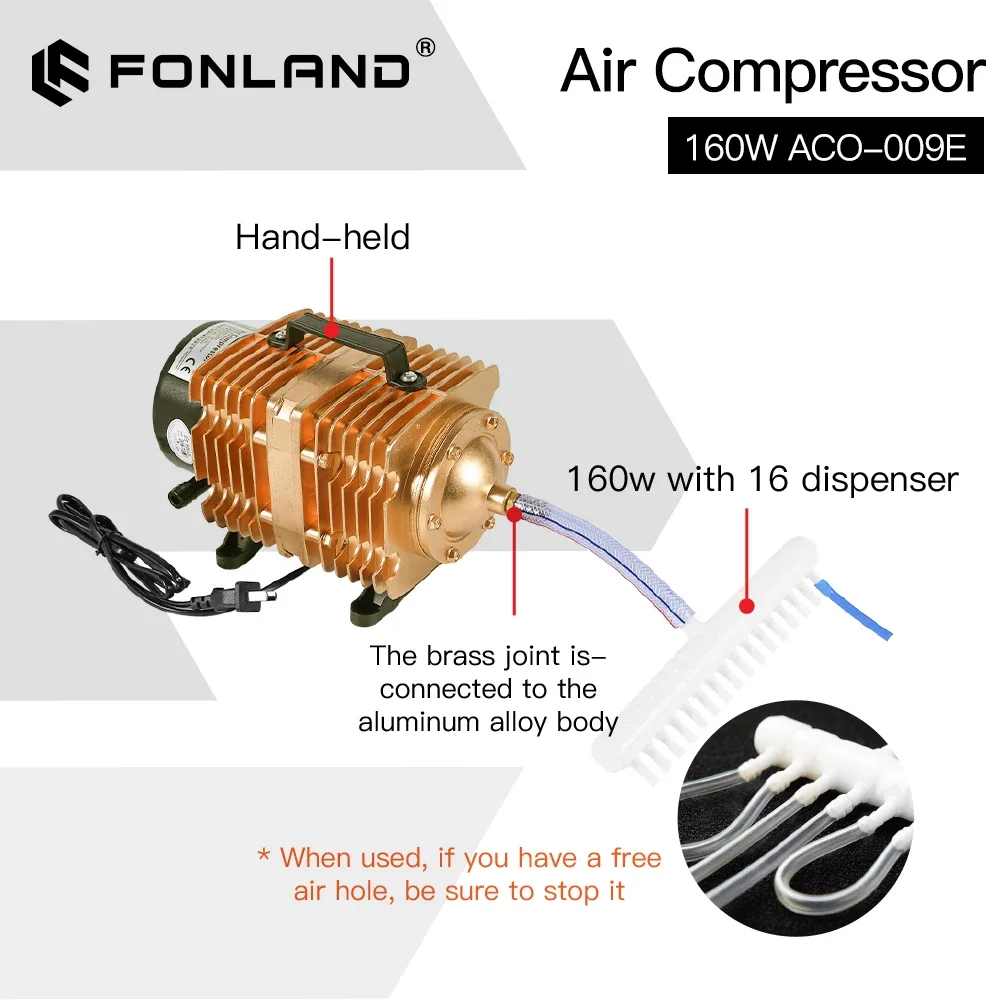 Imagem -04 - Fonland-bomba de ar Magnética Elétrica para Máquina de Corte de Gravação a Laser Compressor de ar 160w Aco009e