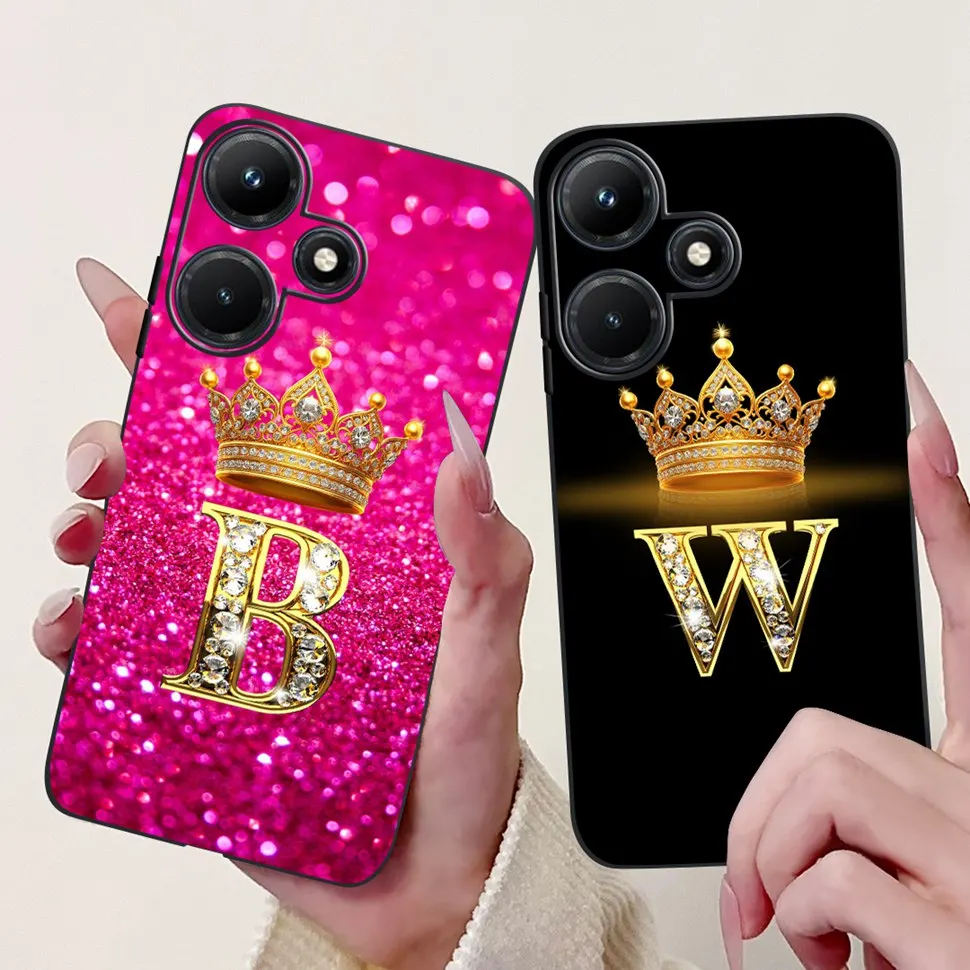 For Infinix Hot 30i Case X669 X669C Cute Crown Letters Cover Soft Silicone Phone Case For Infinix Hot 30i Hot30i Back Cover