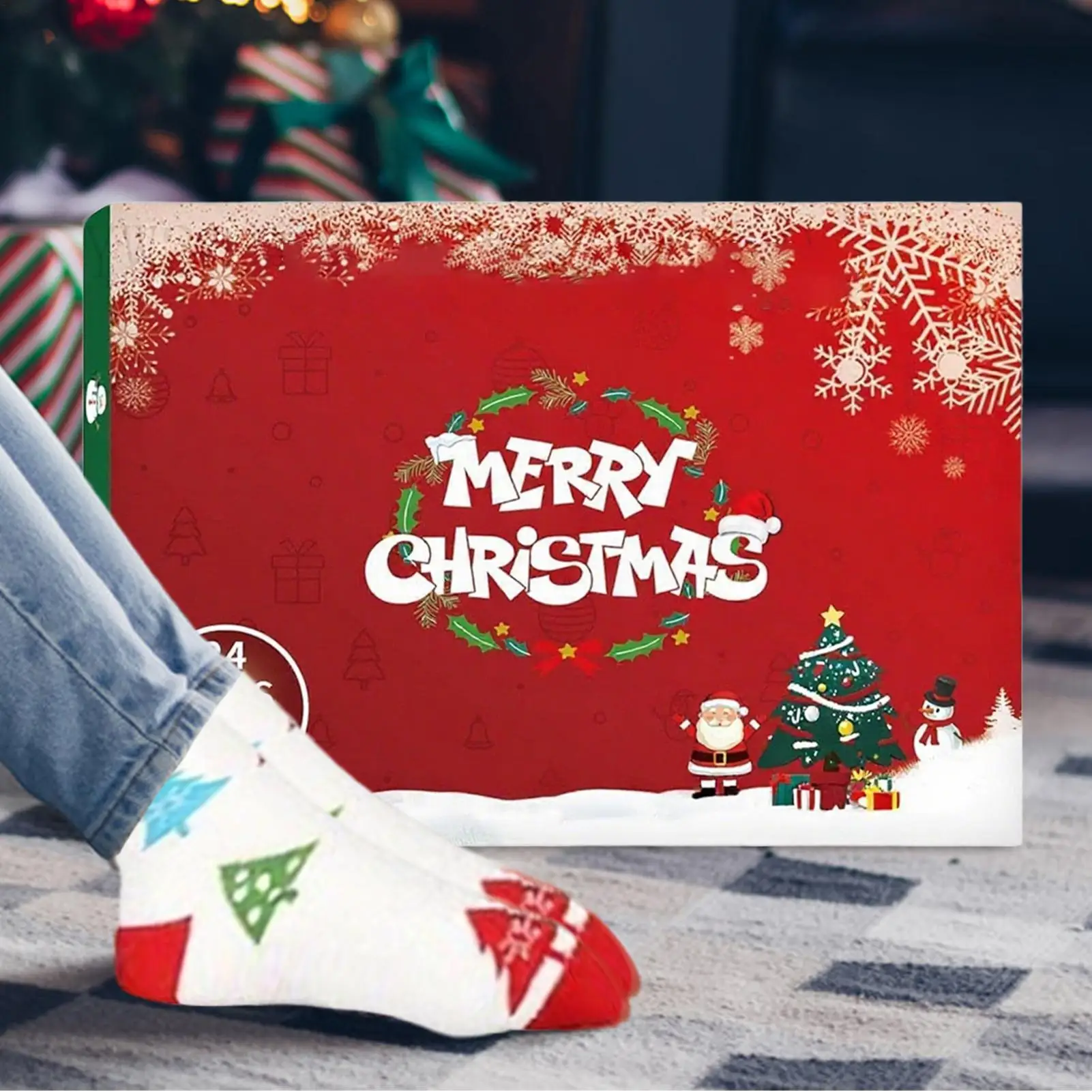 Weihnachts-Advent 2025, 24 Tage weicher Socken, Countdown-Kalender für Frauen, Weihnachts-Heimbedarf für Familie, Teenager, Oma