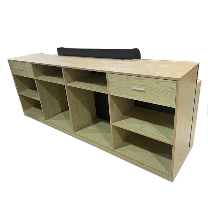 Personalizado. moda moderna supermercado madeira caixa mesa recepção balcão de bar com gaveta