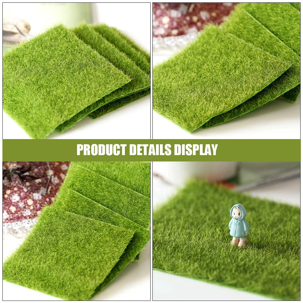 4 pçs micro paisagem prop relvado artificial para mesa de areia diy grama decoração para casa almofada de grama falsa esteira de gramado de plástico
