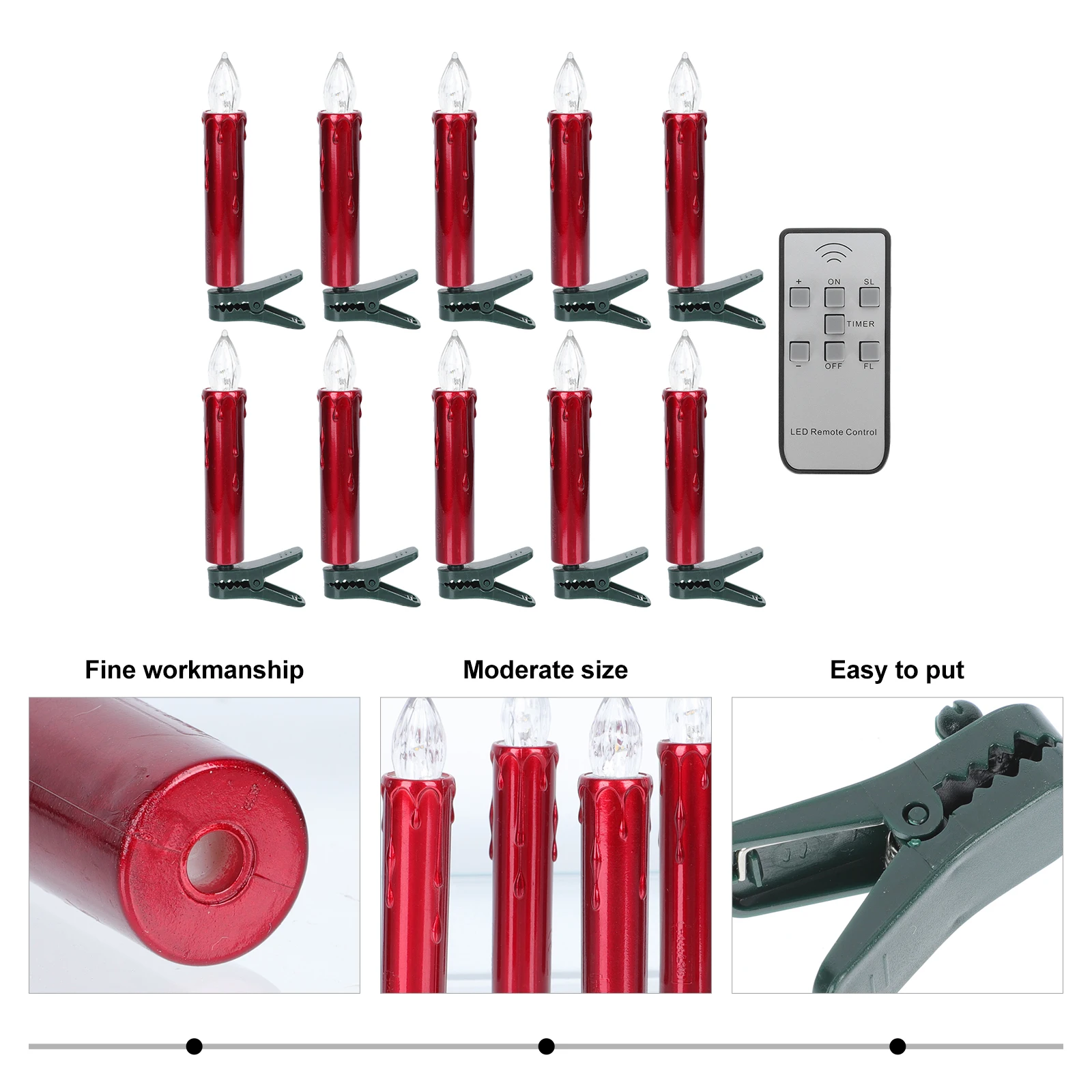 

10 Pcs Red Electronic Taper Christmas Lights Flicker Flameless Flickering Led Candles Tealight