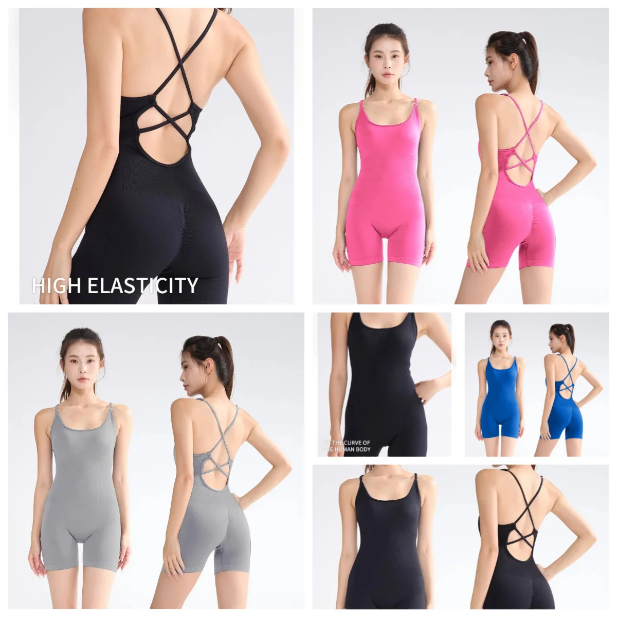 

Yoga Quick Drying Sports Women Jumpsuit Cross Exposed Back Sexy Suspender Fitness Suit Yoga Jumpsuit Women Wear Jumpsuit Gym Set