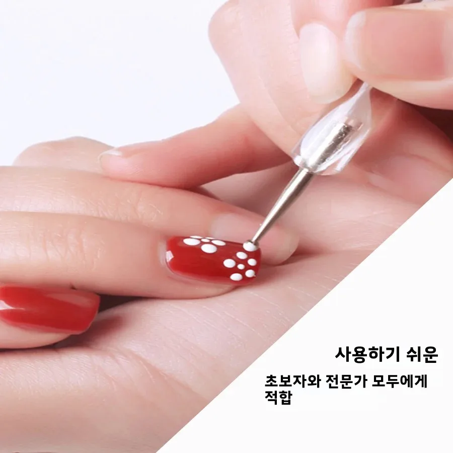 Professional Dual-Use Nail Art Dotting Pen Manicure Tool for Creative Design - Plastic Swirl Wood Marbleizing Steel Rhinestones
