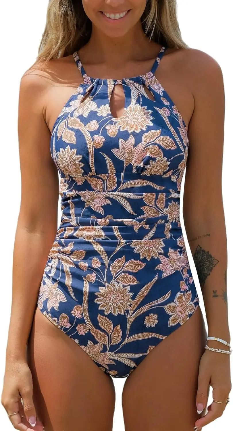 

Luxy Trio Women's One Piece Swimsuit High Neck Tummy Control Swimwear Bathing Suit