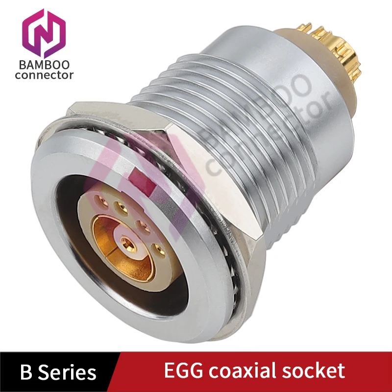

M15 Coaxial socket of push-pull self-locking connector EGG.2B.810.812.CLL Fixed socket Gold-plated aviation connector 6P coaxial