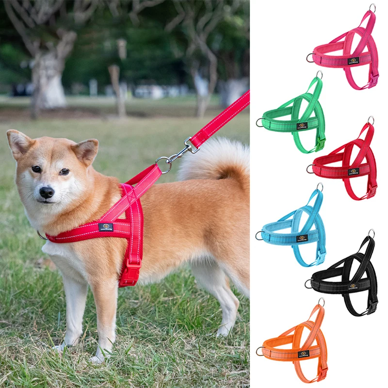 

Adjustable Soft No Pull Dog Harness Durable Reflective Nylon Outdoor Walking Pet Vest Harness for Small Medium Dog Harnais Chien
