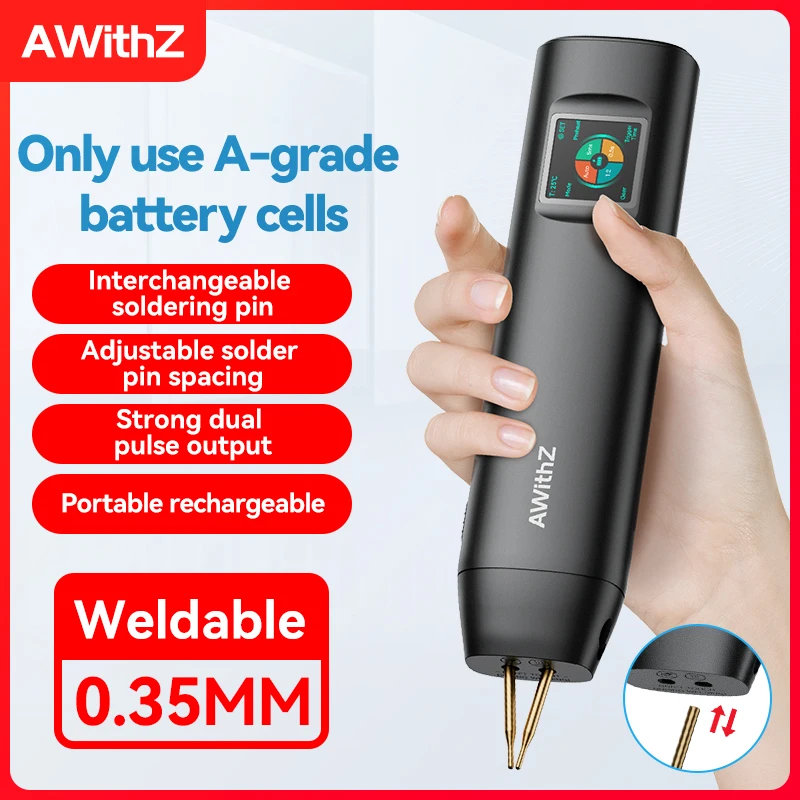 AWithZ Portable Spot Welder DIY Handheld Spot Welding Machine 90 Gears Adjustable Spot Welding for 18650 Lithium Battery