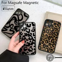 INS Brown Leopard Print Y2K Phone Case for iPhone 16 15 14 13 12 11 Pro Max Mini XR XS X 7 8 6 6s Plus Matte Magnetic Back Cover