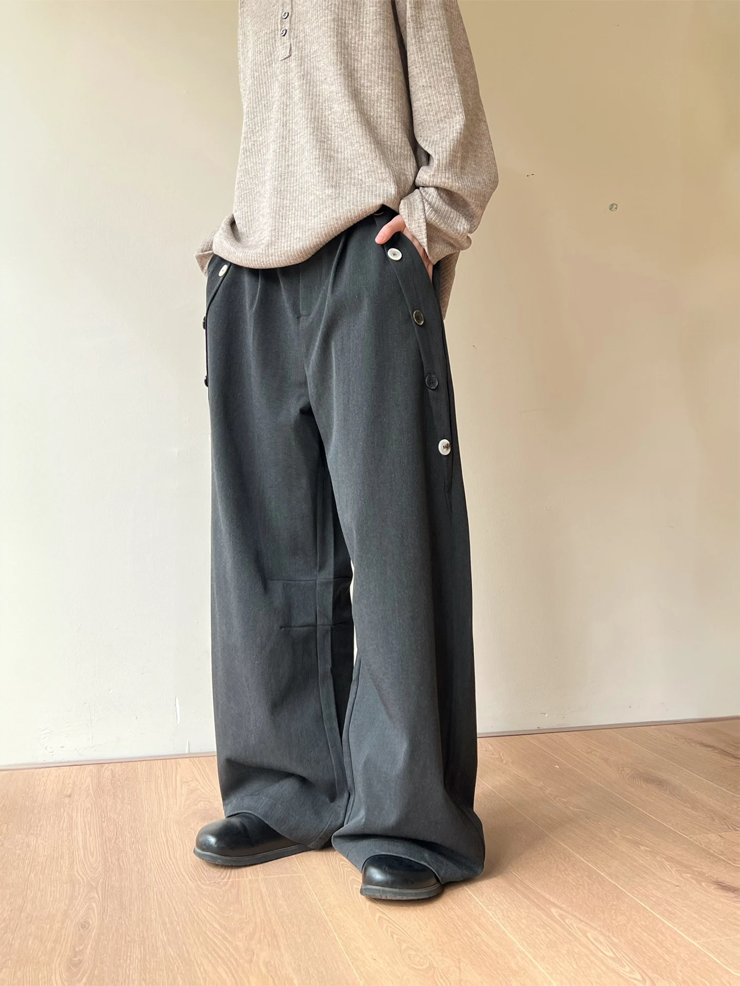 Calças de Perna Larga com Dois - Men'S Fashion Trousers avaliação e preço