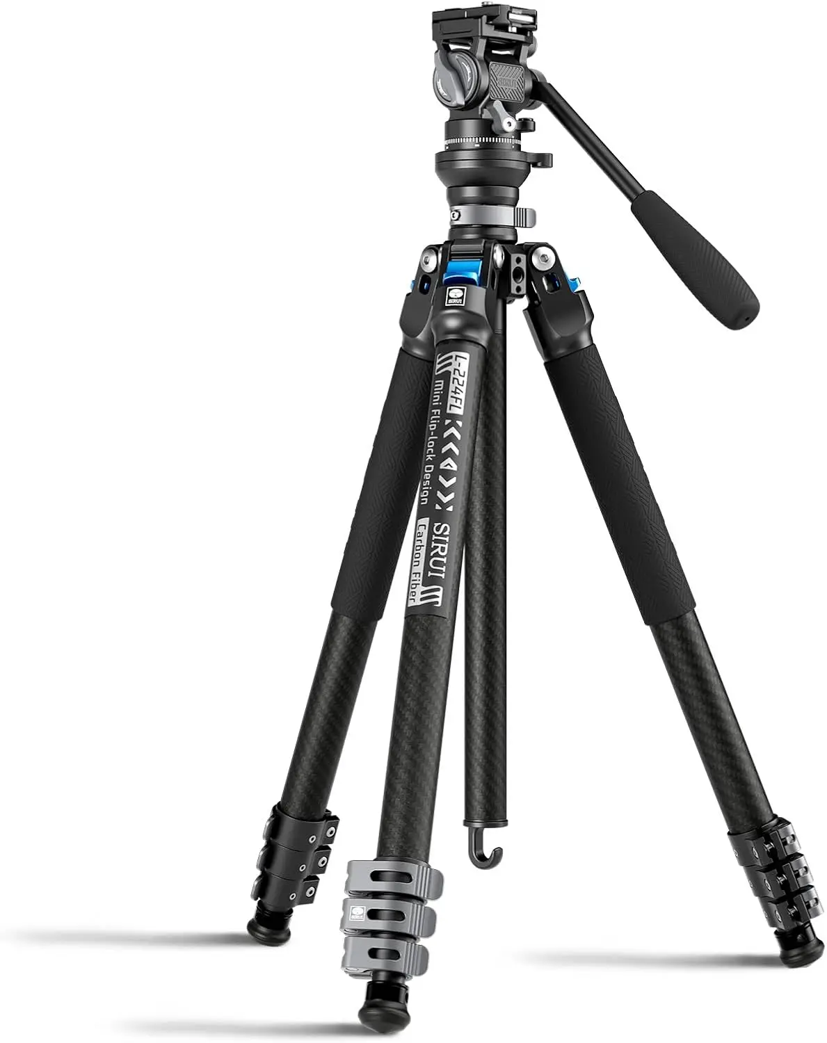 SIRUI L-224FL Carbon Fiber Travel Tripod with KV-5 Fluid Head Max Load 11lbs