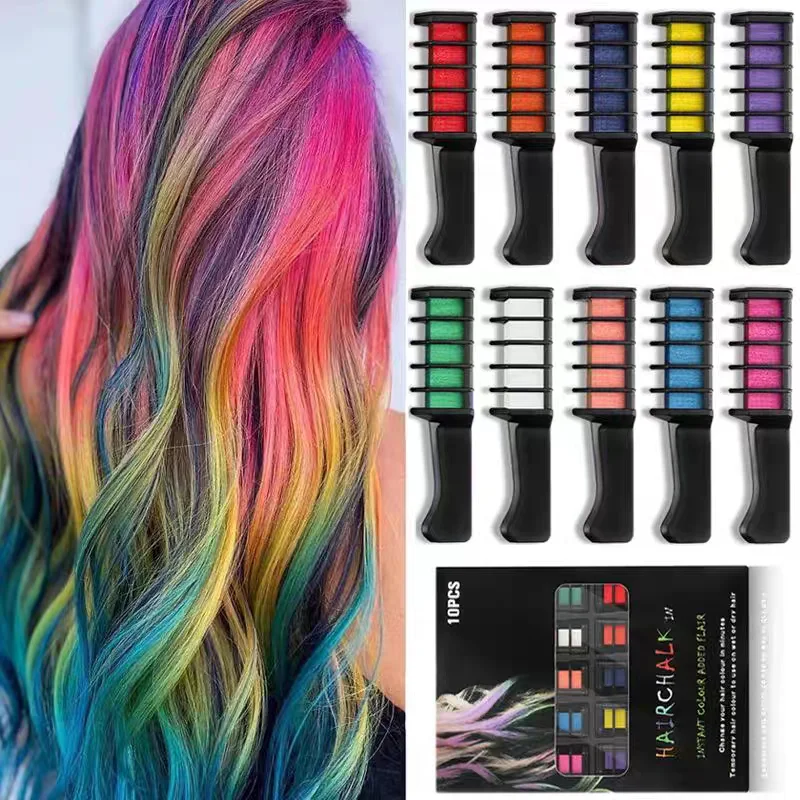 10/1pc Colorful Hair Color Chalk For Hair Fashion Colored Mascara Chalks To Dye Hair Instant Temporary Chalk to Paint Hairs Girl