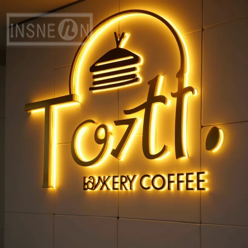 Custom 3D Metal Backlit Letters Sign For Outdoor Business Storefront Waterproof Illuminated Light Up Advertising Signage Display