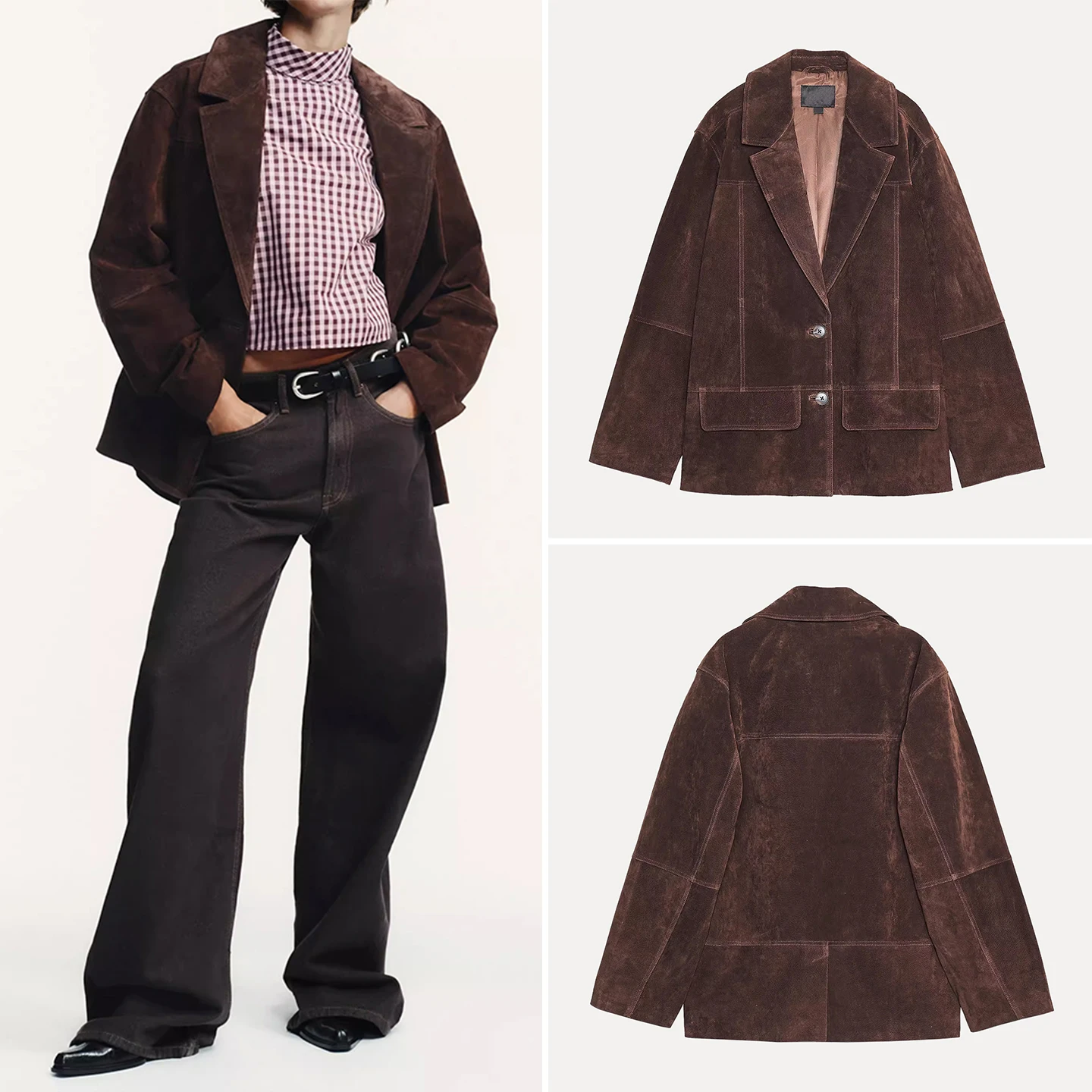 Abito in pelle scamosciata sintetica in pelle allentata Jaet per donna Casual Sle Long Chiusura con bottoni in pelle PU Or Capispalla