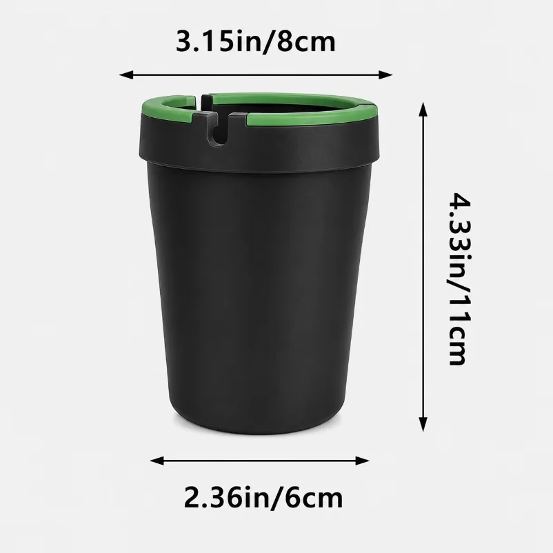 Universal Car Ashtray with Lid Large Capacity Smokeless Smell Proof Cup Holder Auto Ash Tray Glow in the Dark Interior Accessory