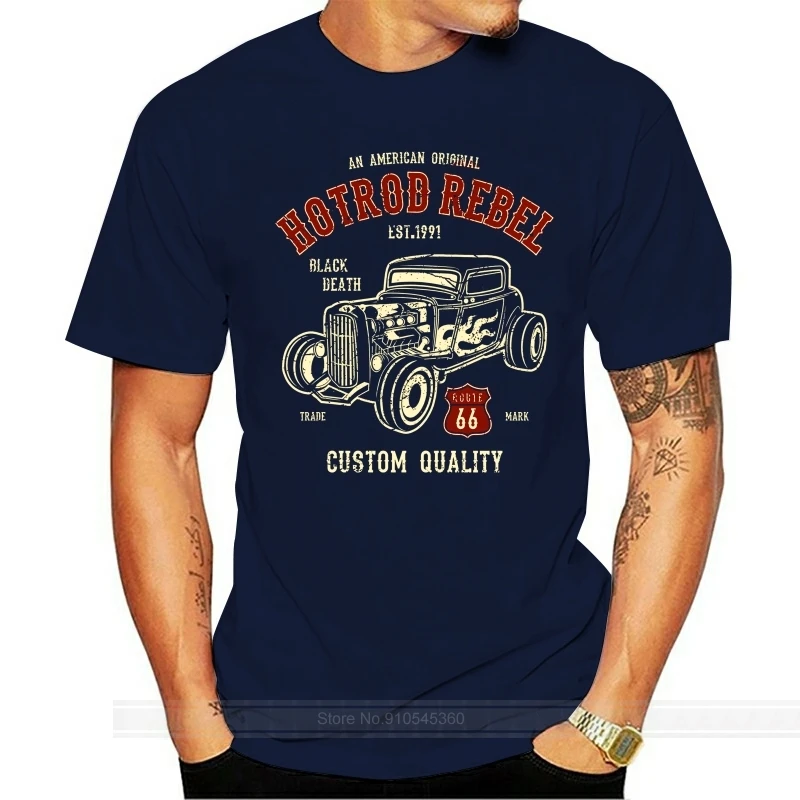 Fashion Summer Style shirt Hot Rod Custom V8 Rockabilly Old school route 66 custom Tee shirt